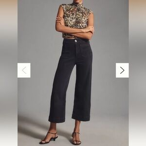 Anthropologie The Colette Denim High-Rise Cropped Wide-Leg Jeans 26 Black